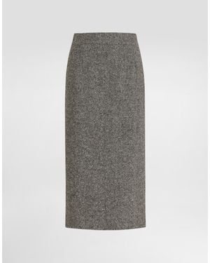 Dolce & Gabbana Dotted Wool Skirt - Gray