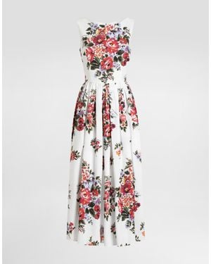 Dolce & Gabbana Flower Print Long Dress - White