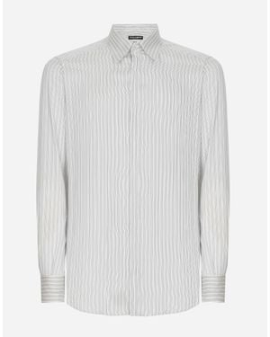 Dolce & Gabbana Striped Poplin Martini-Fit Shirt - ホワイト
