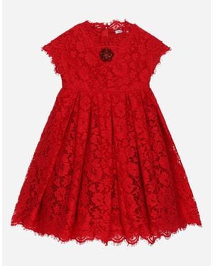 Dolce & Gabbana Cordonette Lace Dress With Embroidered Jewel