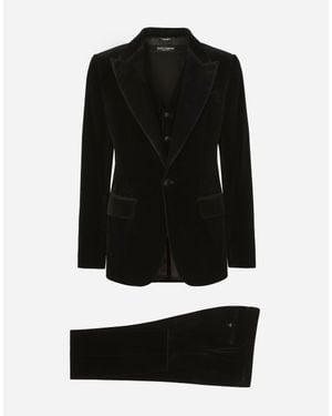 Dolce & Gabbana Single-Breasted Smooth Velvet Suit - Black