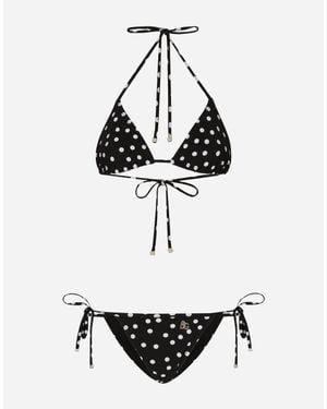 Dolce & Gabbana ドット柄 トライアングルビキニ - ホワイト