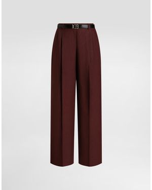 Dolce & Gabbana Tailored Linen Canvas Trousers - Purple