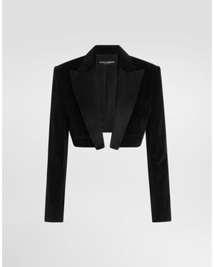Dolce & Gabbana Velvet Spencer Tuxedo Jacket - Black