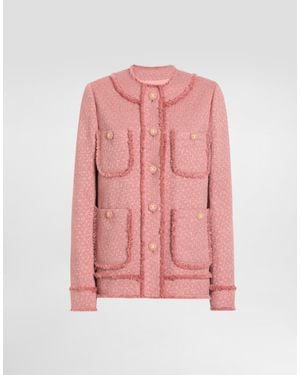 Dolce & Gabbana Wool Blazer With Front Pockets - Pink
