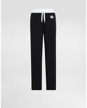 Dolce & Gabbana Triacetate Jogging Pants With Dg Logo Embroidery - Black