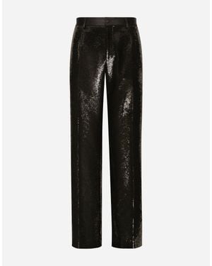 Dolce & Gabbana Sequined Straight-Leg Trousers - Black
