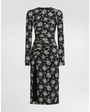 Dolce & Gabbana Geranium Bouquets-Print Charmeuse Dress - Multicolor