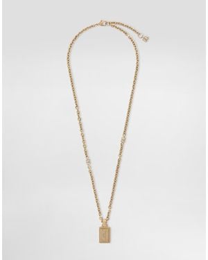 Dolce & Gabbana Necklace With Logo Plate - White