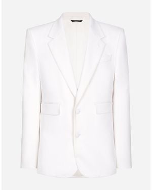 Dolce & Gabbana Single-Breasted Stretch Wool Sicilia-Fit Jacket - White
