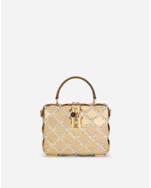 Dolce & Gabbana Dolce Box Rhinestone-Embellished Top-Handle Bag - Metallic