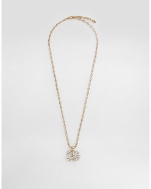 Dolce & Gabbana Necklace With Rhinestone-Detailed Dg Logo - White
