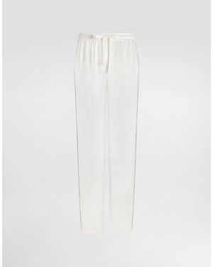 Dolce & Gabbana Pyjamahose Aus Seide Logostickerei - Weiß