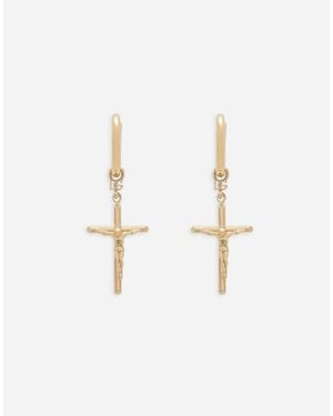 Dolce & Gabbana Orecchini Perno Con Croci "Dna" - Bianco