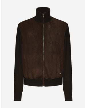 Dolce & Gabbana Jacket With Suede Front - Brown
