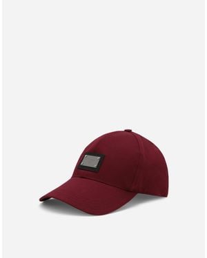 Dolce & Gabbana Cotton Baseball Cap With Logo Tag - Red