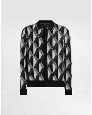 Dolce & Gabbana Wool Jacquard Polo Shirt - ブラック