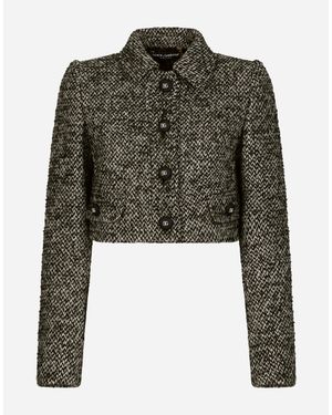 Dolce & Gabbana Cropped Speckled Tweed Jacket - Multicolor