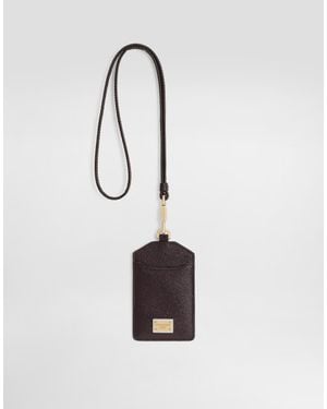 Dolce & Gabbana Dauphine Calfskin Keychain With Plate - White