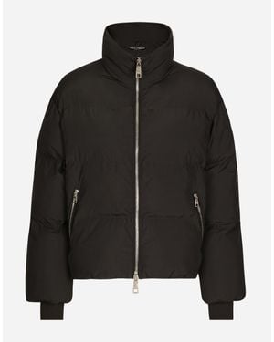 Dolce & Gabbana Short Nylon Down Jacket With Branded Tag - Black