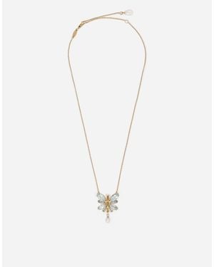 Dolce & Gabbana Butterfly Necklace 18-Carat And Aquamarine - White