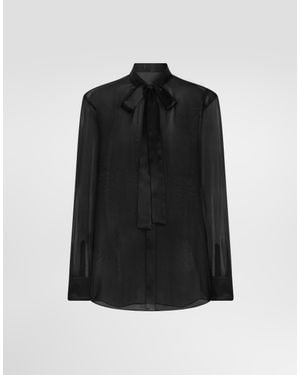 Dolce & Gabbana Silk Chiffon Shirt With Pussy-Bow - Black