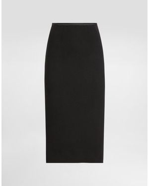 Dolce & Gabbana Wool Crepe Calf-Length Pencil Dress - Black