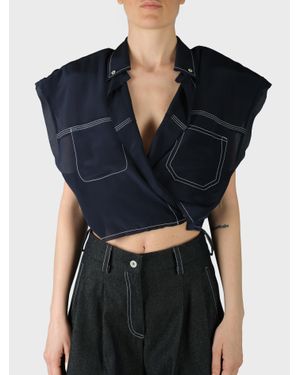 MAISONJEJIA Camicia Cropped - Blu
