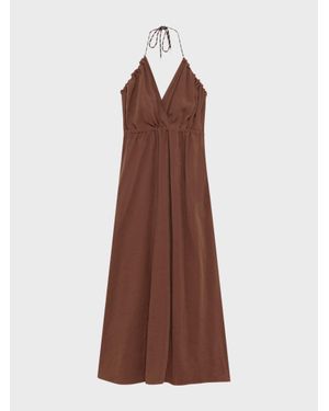 Alpha Studio Abito Lungo Con Scollo All'Americana - Marrone