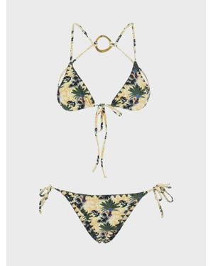 Anjuna Bikini Con Stampa Palme Tropicali - Bianco