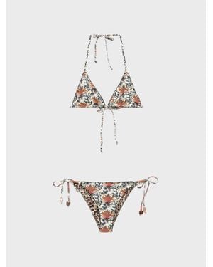 Anjuna Bikini Reversibile Stampa Animalier E Floreale - Bianco