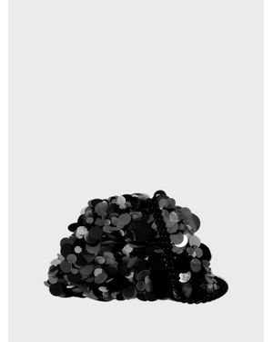 Maria La Rosa Clutch Ricamata Con Maxi Paillettes - Nero