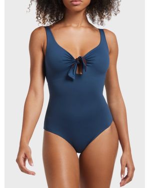 Fisico Costume Intero Bicolore Reversibile Con Nodo Sul Davanti - Blu
