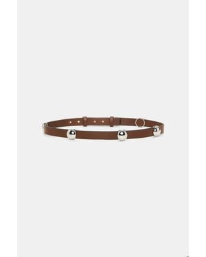 Dorothee Schumacher Thin Leather Belt With Moveable Studs - Brown
