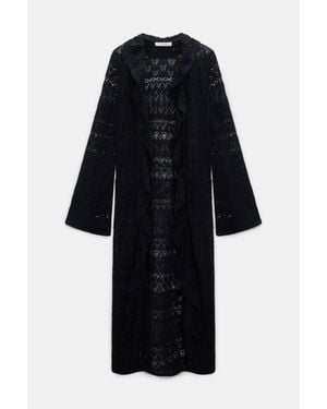 Dorothee Schumacher Gemusterter Pointelle-Strickmantel - Schwarz