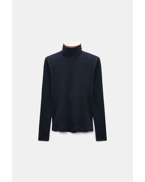Dorothee Schumacher Rollkragenpullover mit gedoppelten Strickkragen - Blau