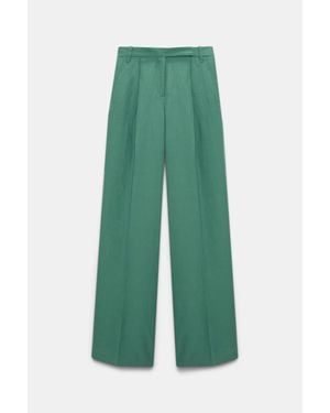 Dorothee Schumacher Technical Linen Wide Leg Pants - Green
