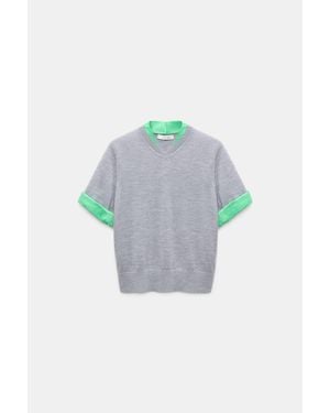 Dorothee Schumacher Extra Fine Merino Short Sleeve Layered Top - Gray