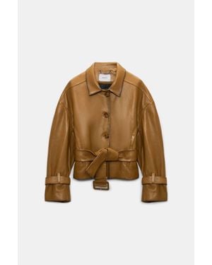 Dorothee Schumacher Belted Leather Jacket - Brown