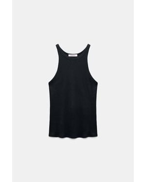 Dorothee Schumacher Rib Knit Cotton Tank Top - Black
