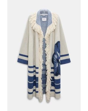 Dorothee Schumacher Jacquard-Strickmantel mit Fransen - Weiß