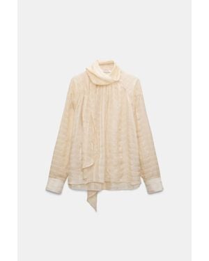 Dorothee Schumacher Semi-Sheer Cotton-Silk Check Blouse - Natural