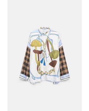 Dorothee Schumacher Oversized Mixed Print Silk Twill Blouse - White