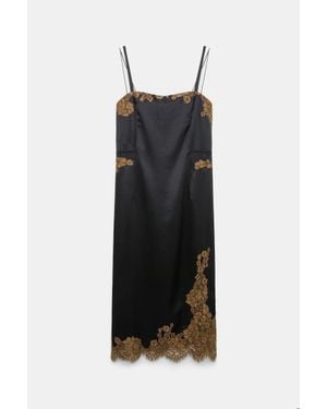 Dorothee Schumacher Technical Satin Lingerie Dress With Lace - Black