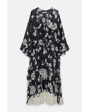 Dorothee Schumacher Crinkle Ramie Signature Print Maxi Dress - Black