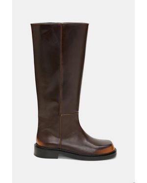 Dorothee Schumacher Brushed Boxcalf Tall Biker Boots - Brown