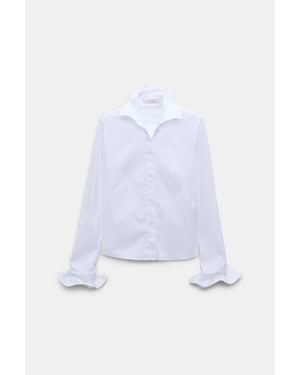 Dorothee Schumacher Slim-Fit Stretch Poplin Blouse With Memory Wire Details - White