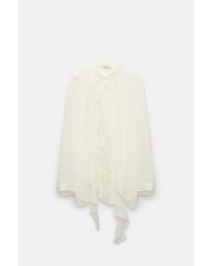 Dorothee Schumacher Striped Blouse With Scarf And Ruffles - White
