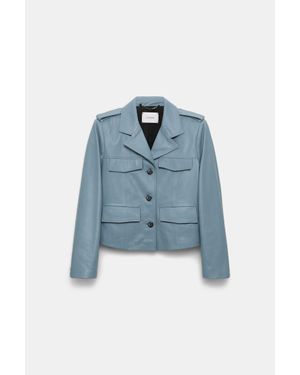 Dorothee Schumacher Verkürzter Blazer aus Lammleder - Blau