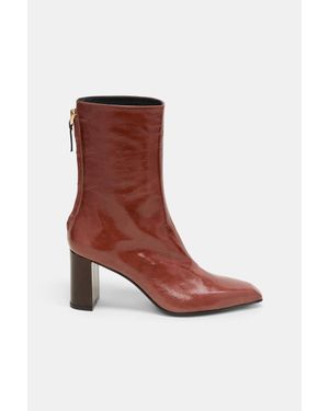 Dorothee Schumacher Crinkle Patent Leather Ankle Boots - Brown